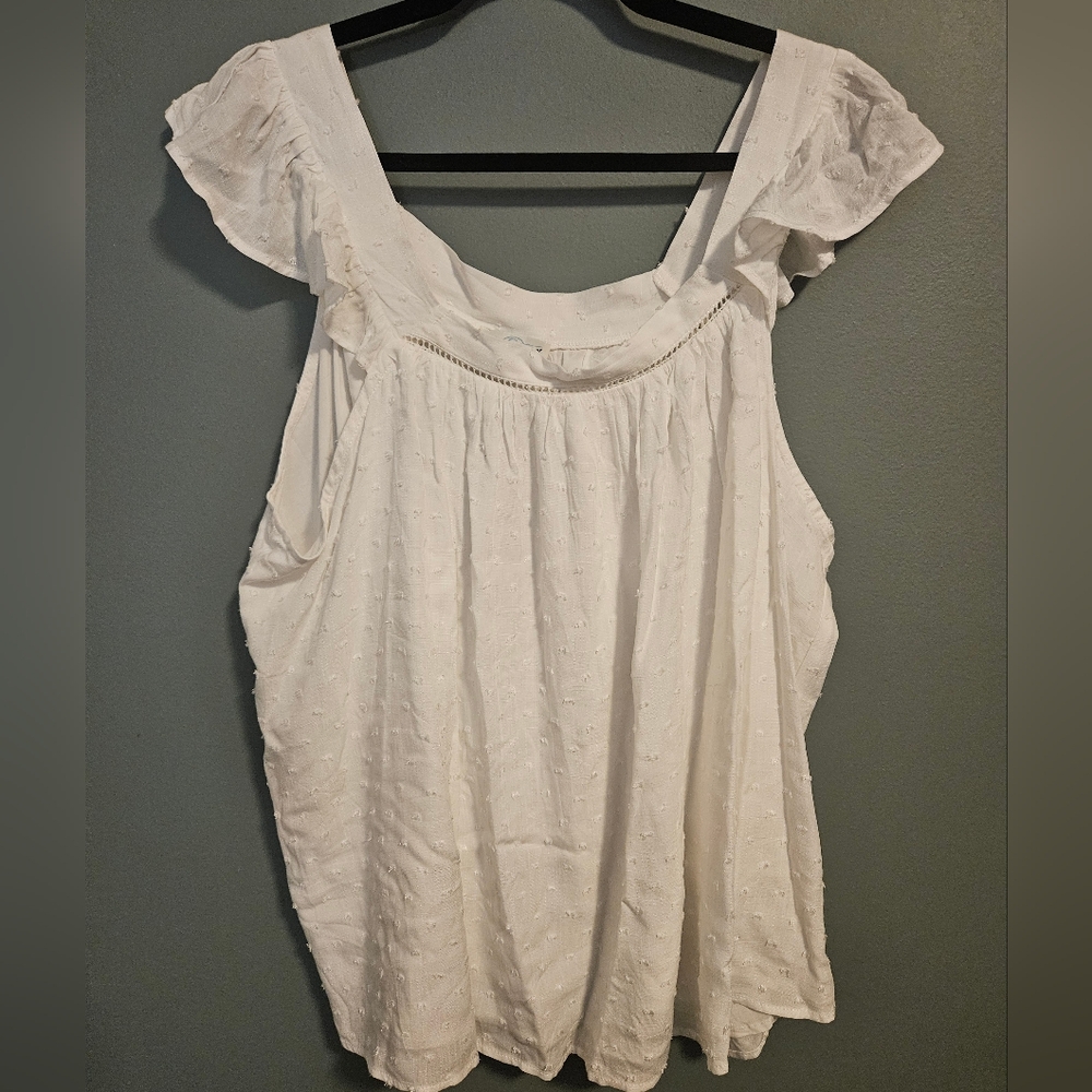 White Flutter Sleeve Women's Top